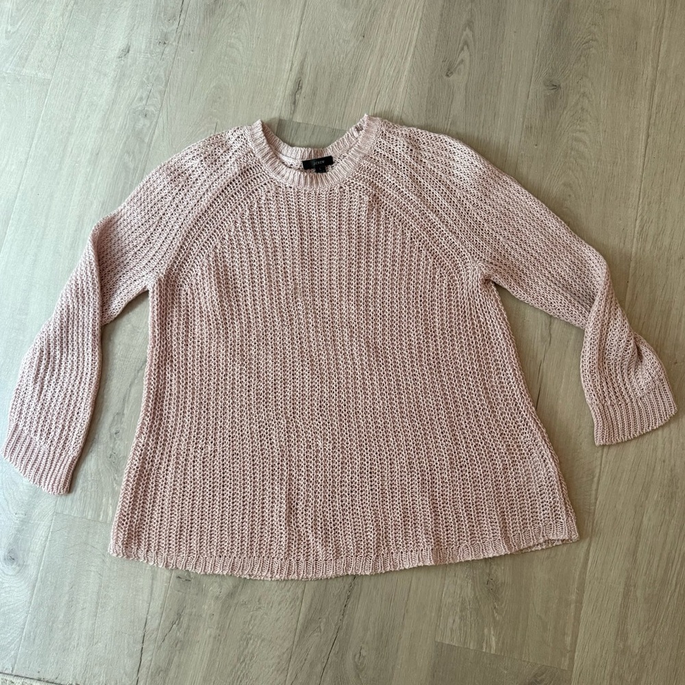 J. Crew Soft Blush Linen Knit Sweater women’s L - Picture 2 of 5